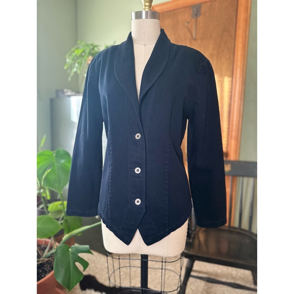 90s Vintage Western Black Overdyed Denim Blazer